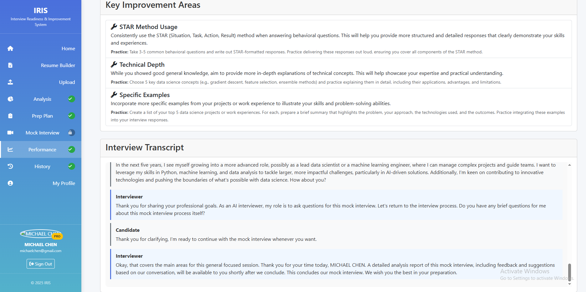 Interview Performance Analysis
